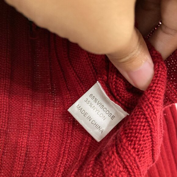 New Seek the Label Medium Red Rib Knit Flare Sleeve Zipper Detail Crop Sweater - Picture 7 of 9